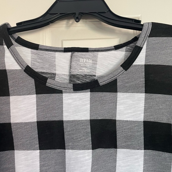 a.n.a Black and White Buffalo Check Ruffle Sleeve Top - Picture 2 of 3